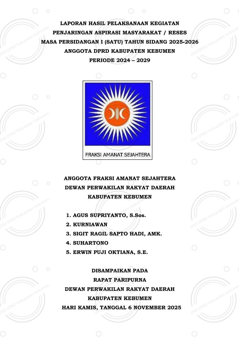 Laporan Reses Fraksi Amanat Sejahtera Masa Persidangan I Tahun Sidang 2025–2026